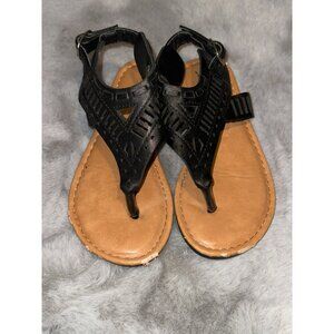 Jynx Toddler Girl 10 Black Tan Ankle Gladiator Buckle Sandals
